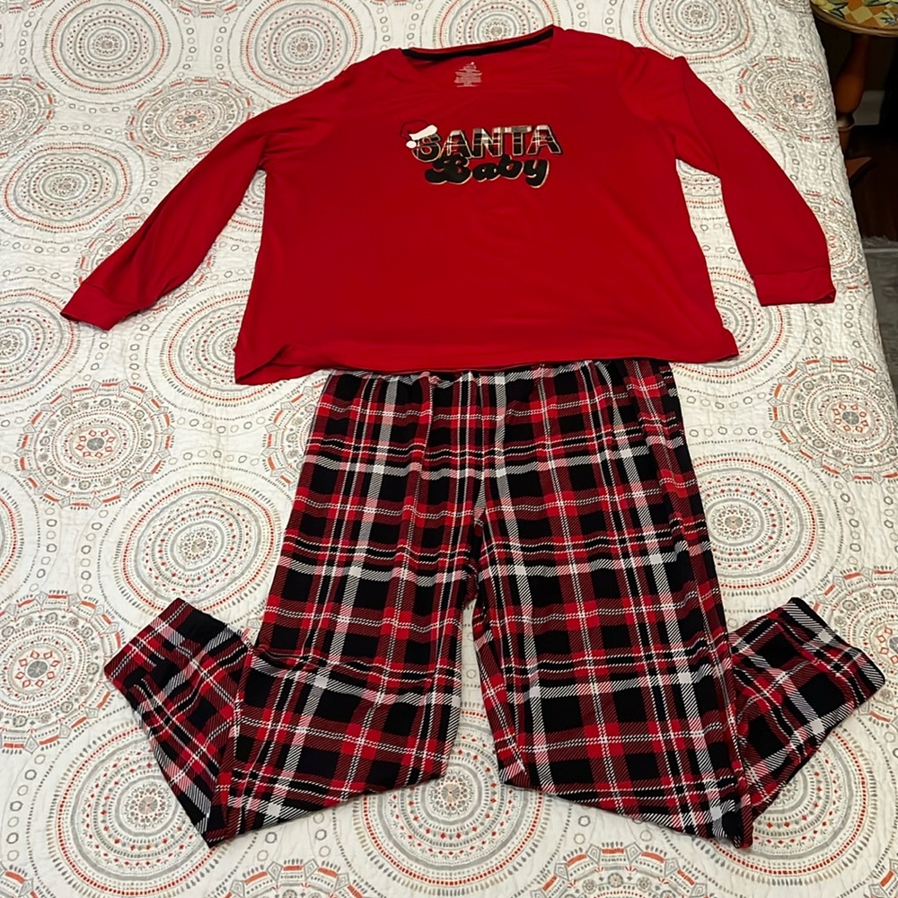 Womens Pajama set santa baby christmas size XL
